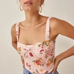 Reformation Kim Linen Top in Nectarine